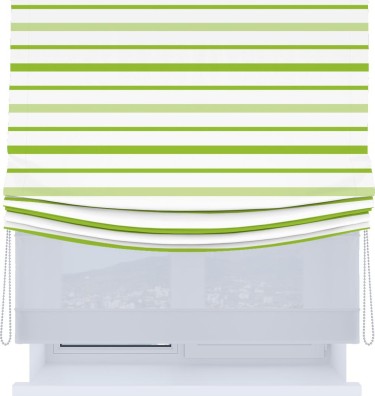 Римская штора «Кортин», день-ночь с мягкими складками, «Зелёные горизонтальные полоски»